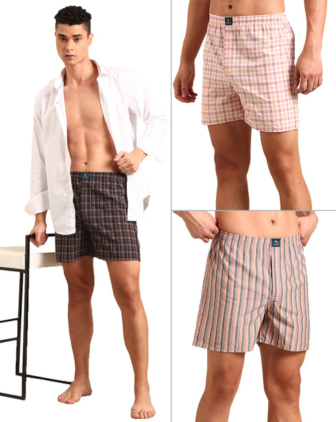 3 Pack Checked Cotton Boxers